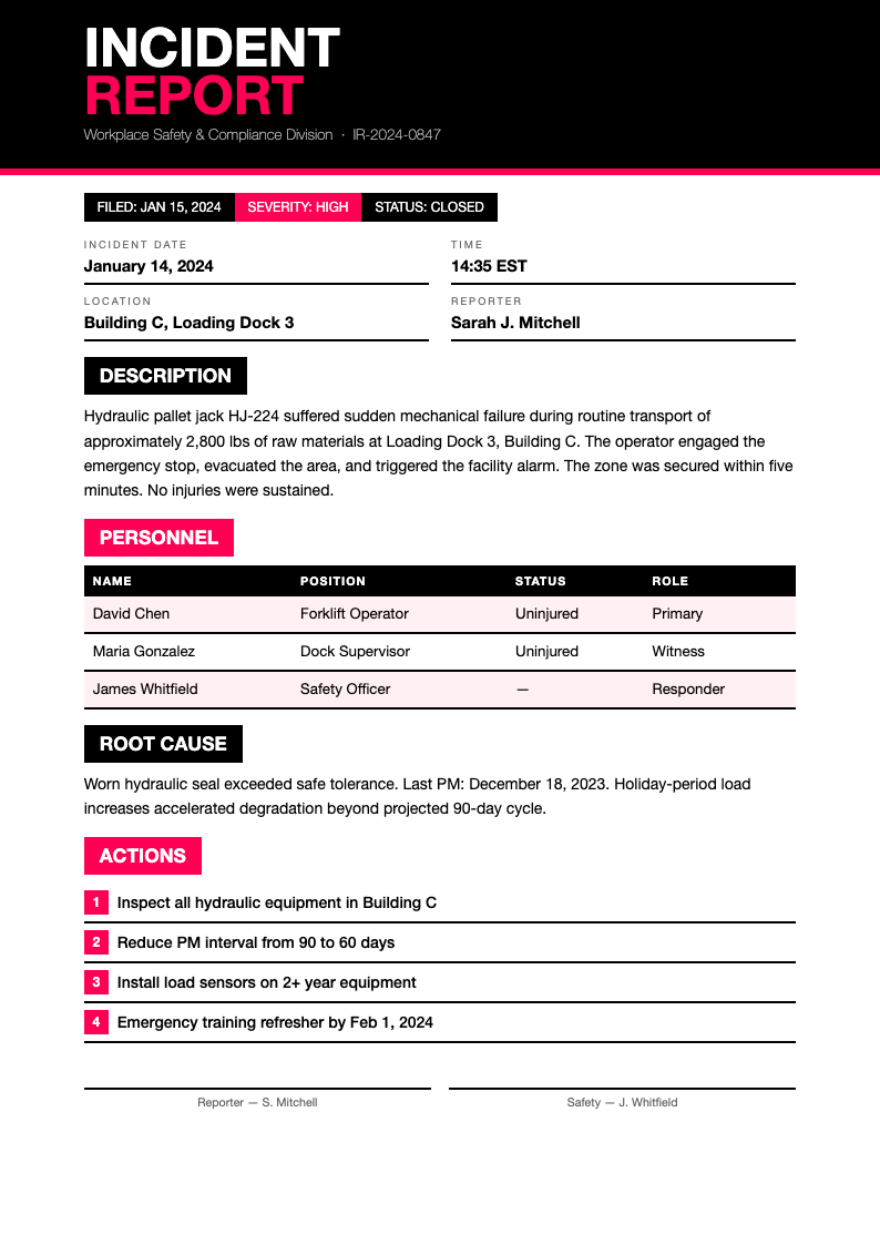 Duotone bold incident report